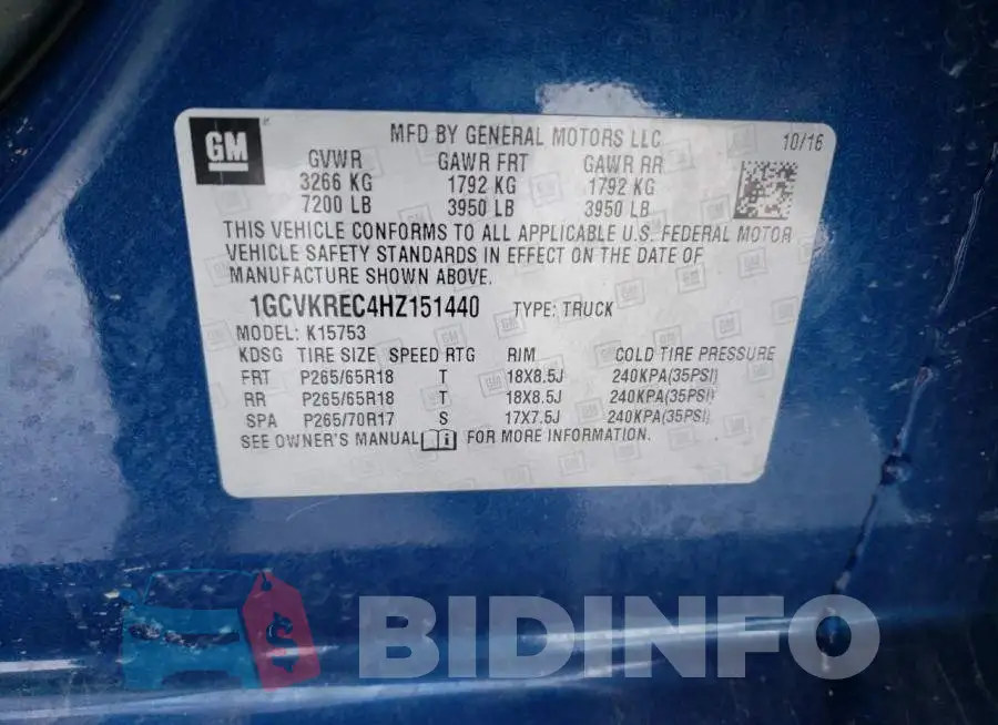1GCVKREC4HZ151440 Photo# 10