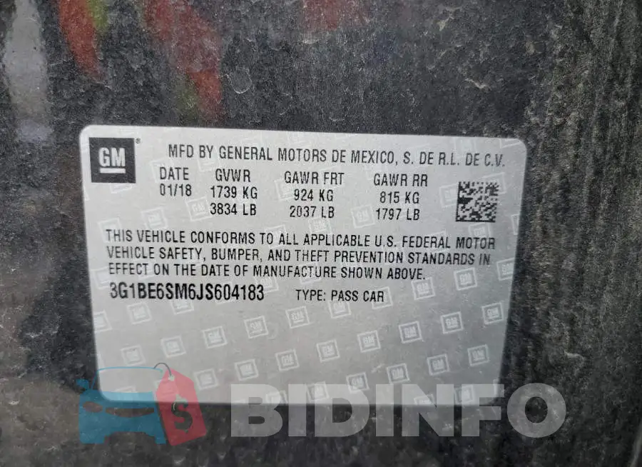 3G1BE6SM6JS604183 Photo# 10