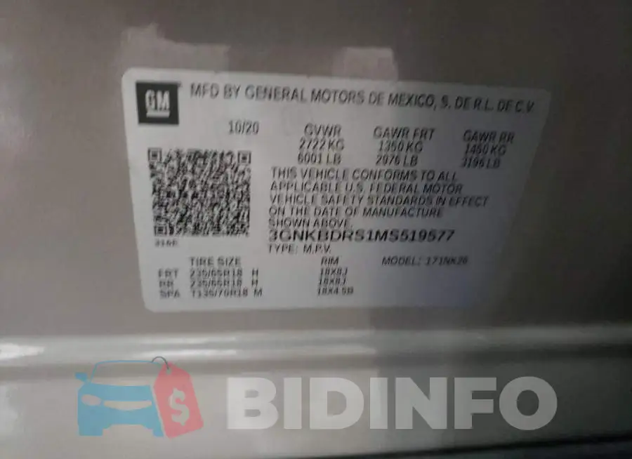 3GNKBDRS1MS519577 Photo# 10