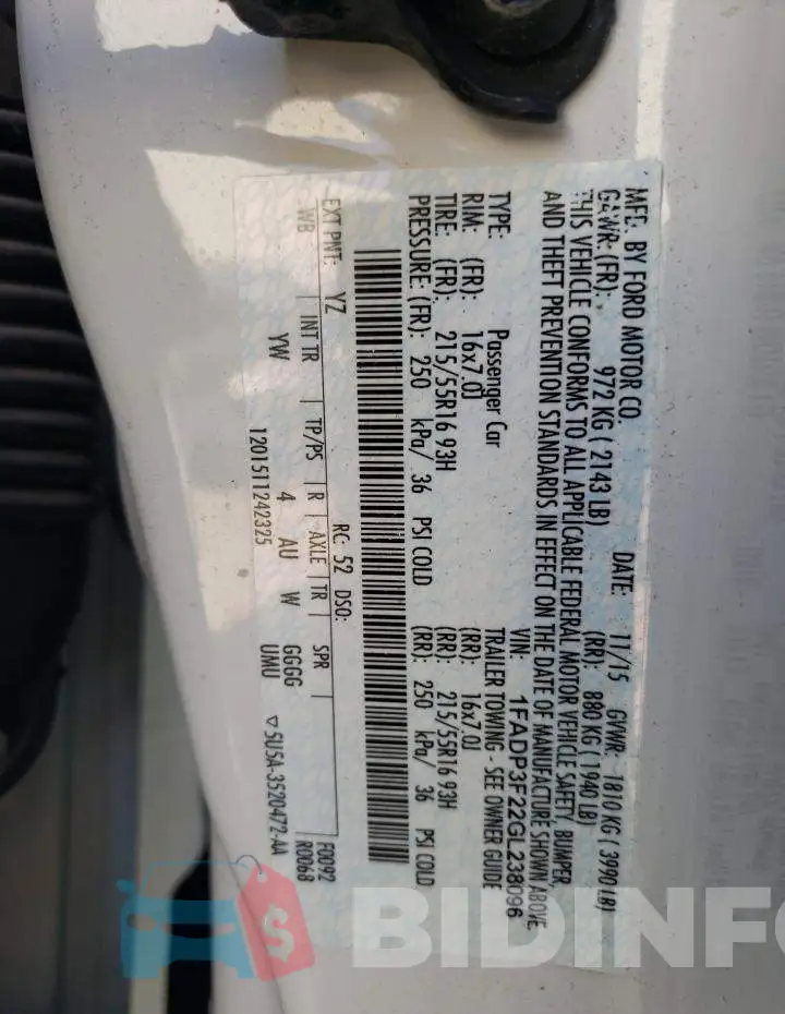 1FADP3F22GL238096 Photo# 10
