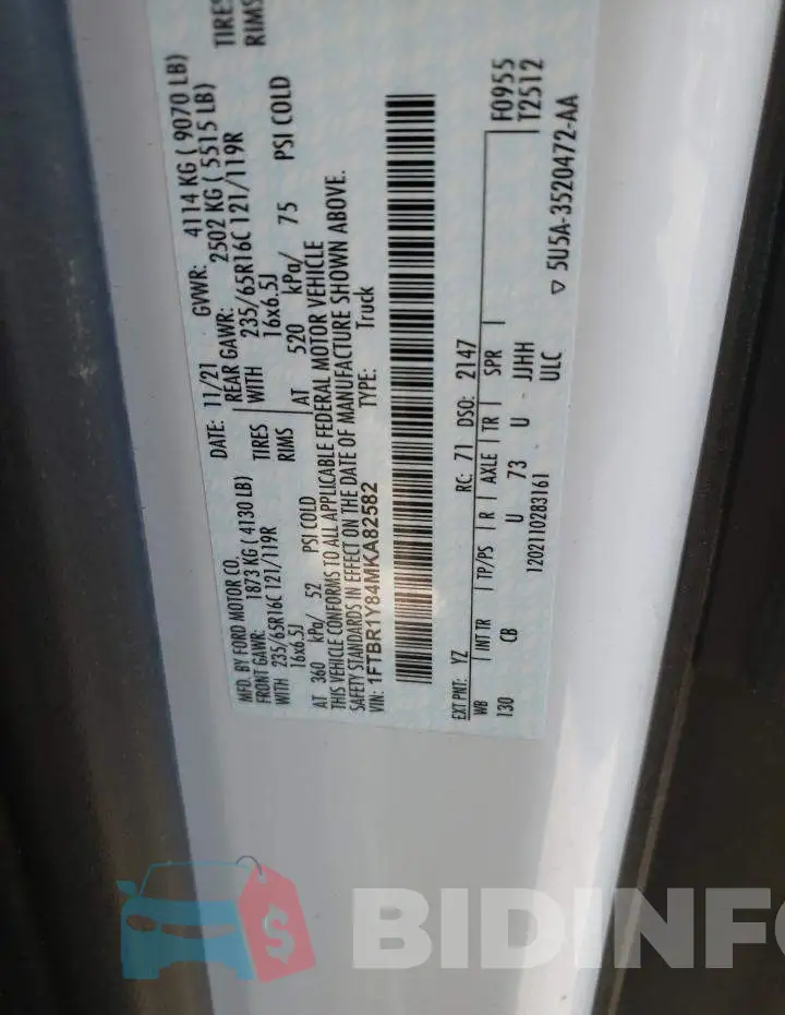 1FTBR1Y84MKA82582 Photo# 10