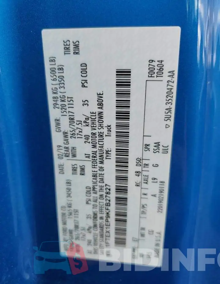 1FTEX1EP9KFB27827 Photo# 10