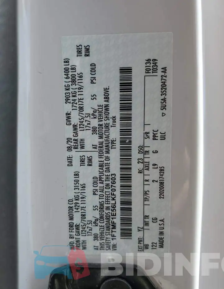 1FTMF1E56LKF07603 Photo# 10