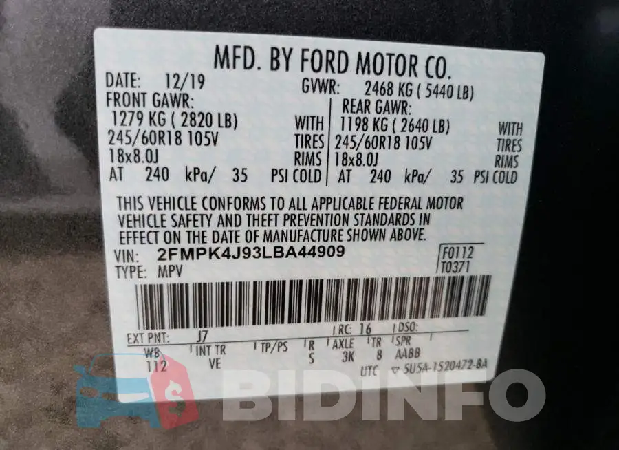 2FMPK4J93LBA44909 Photo# 10