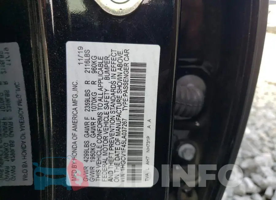 1HGCV1F45LA037267 Photo# 10