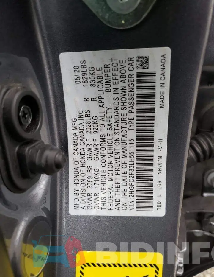 2HGFC2F83LH551115 Photo# 10