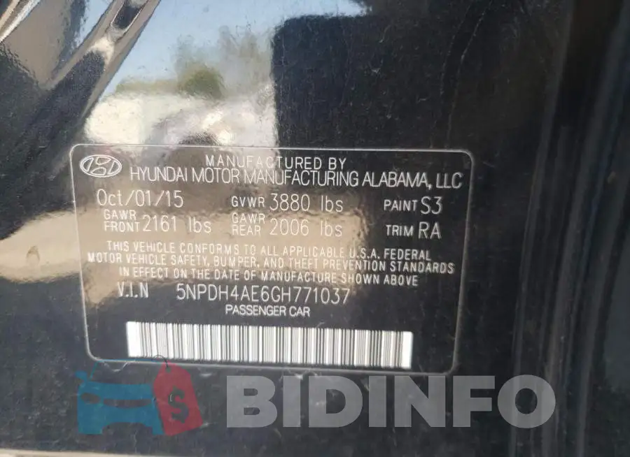 5NPDH4AE6GH771037 Photo# 10