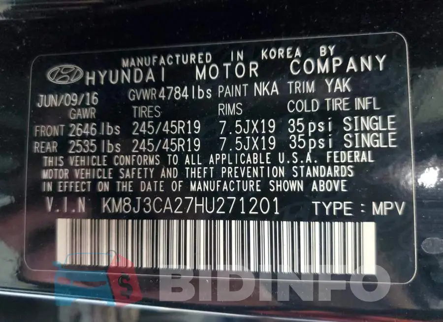 KM8J3CA27HU271201 Photo# 10