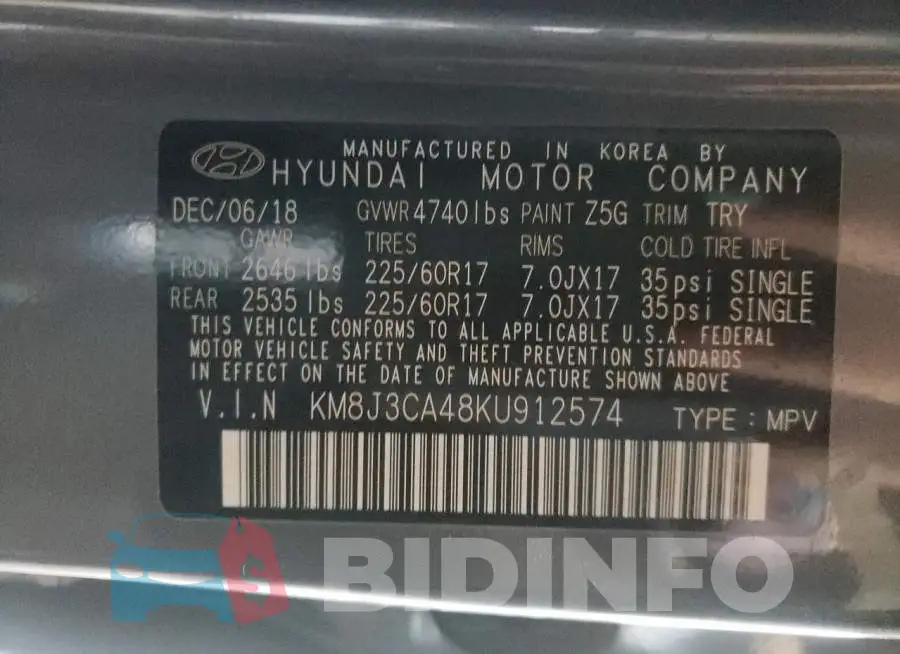 KM8J3CA48KU912574 Photo# 10