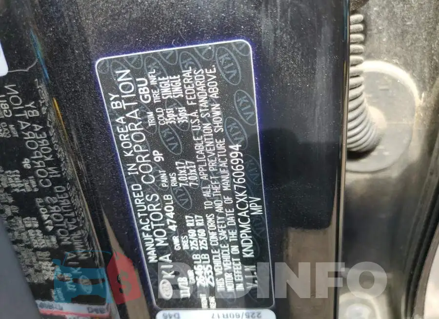 KNDPMCACXK7606994 Photo# 10