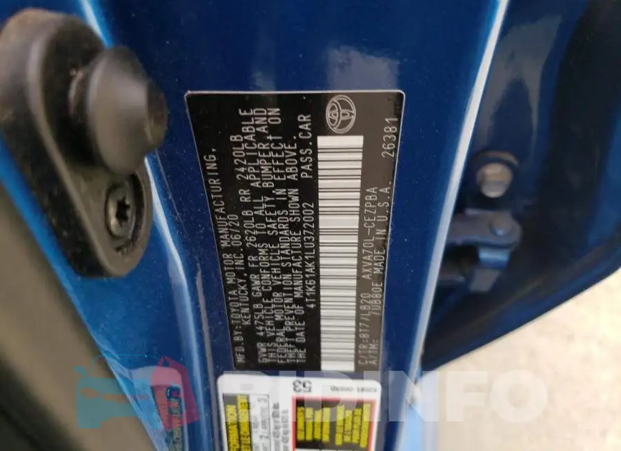 4T1K61AK1LU372002 Photo# 10