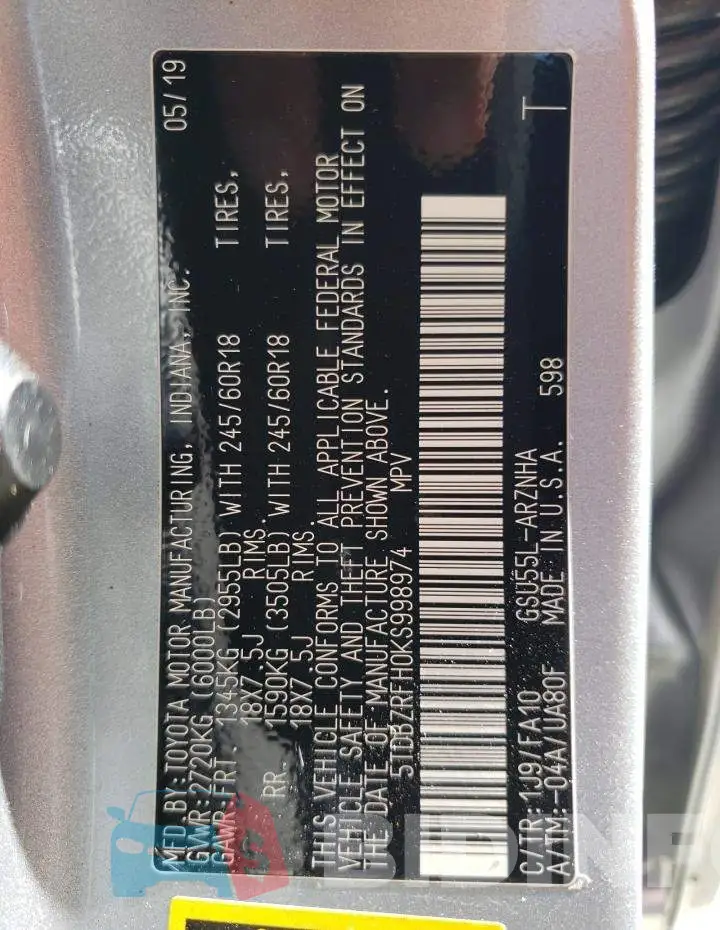 5TDBZRFH0KS998974 Photo# 10
