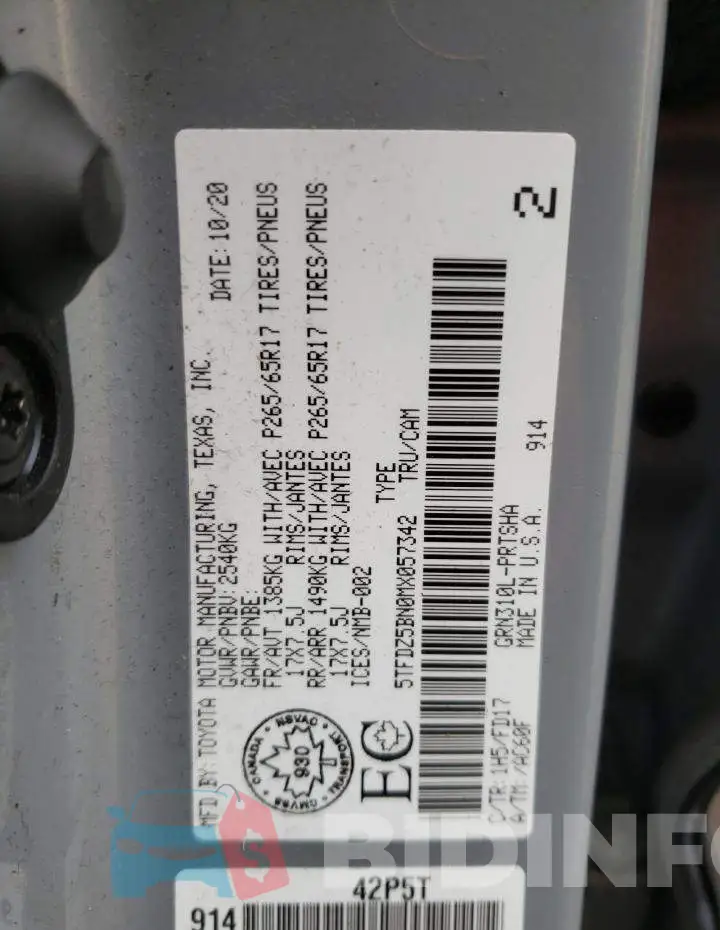 5TFDZ5BN0MX057342 Photo# 10