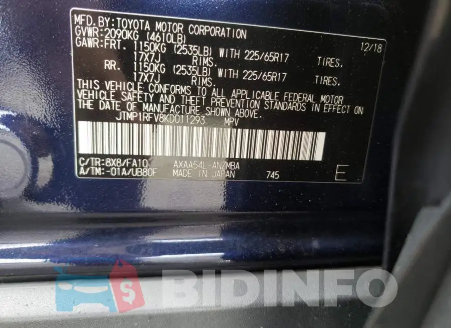 JTMP1RFV8KD011293 Photo# 10
