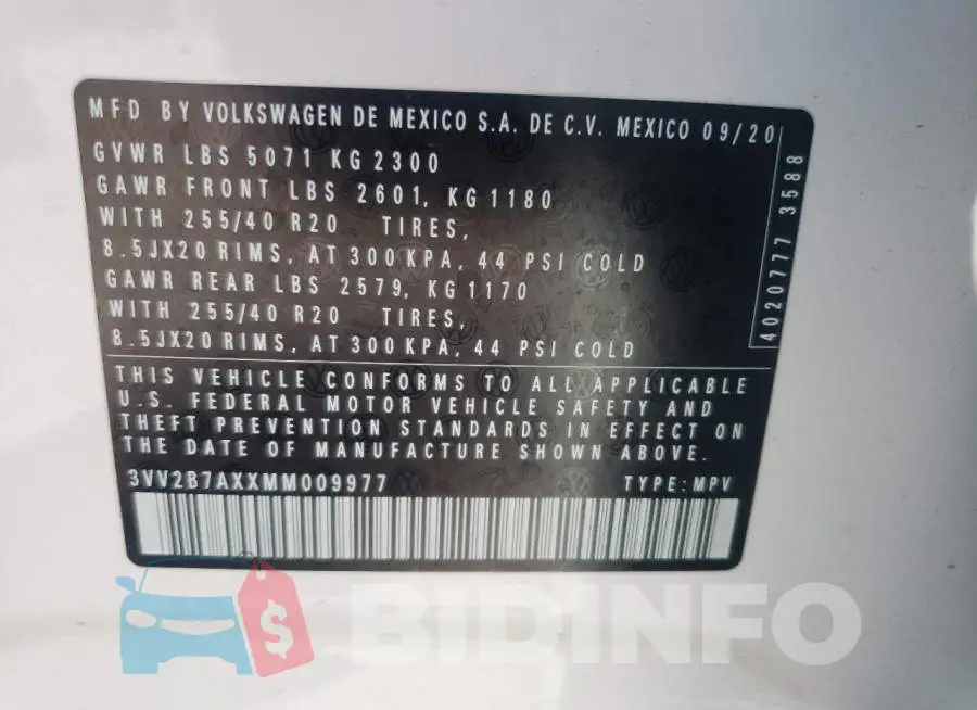 3VV2B7AXXMM009977 Photo# 10