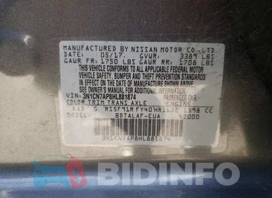 3N1CN7AP8HL881874 Photo# 10