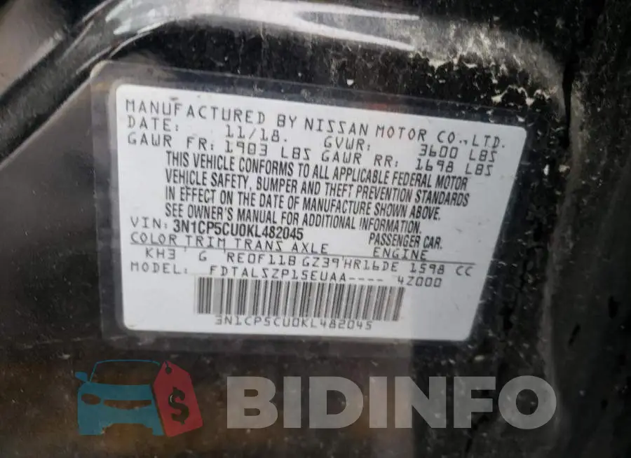 3N1CP5CU0KL482045 Photo# 10