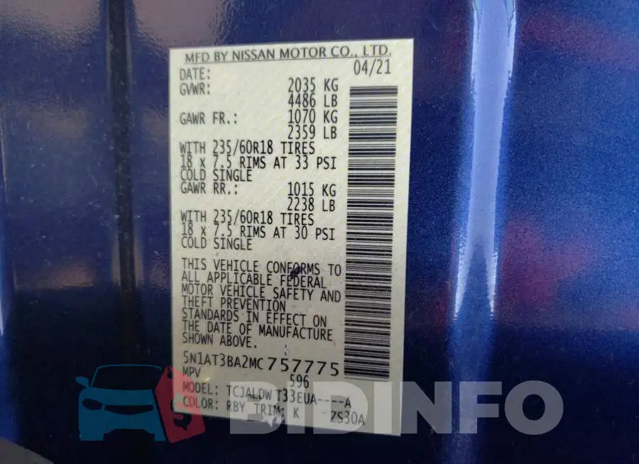 5N1AT3BA2MC757775 Photo# 10