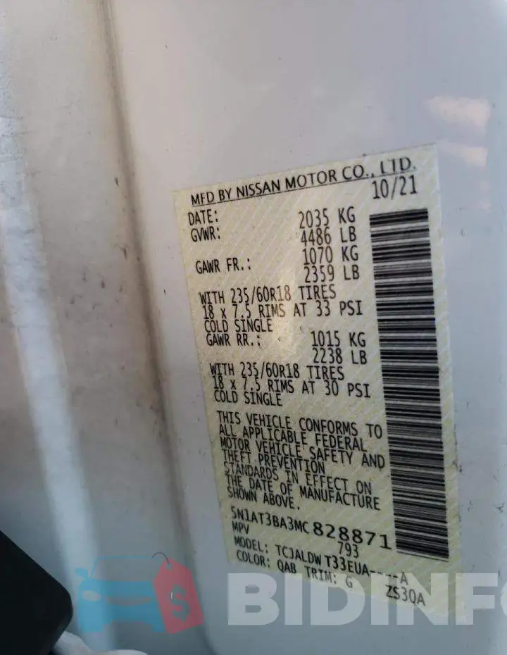 5N1AT3BA3MC828871 Photo# 10