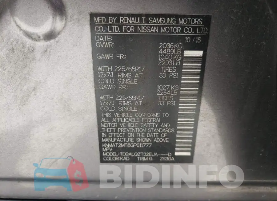 KNMAT2MT8GP611777 Photo# 10