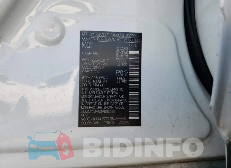 KNMAT2MV5GP686888 Photo# 10