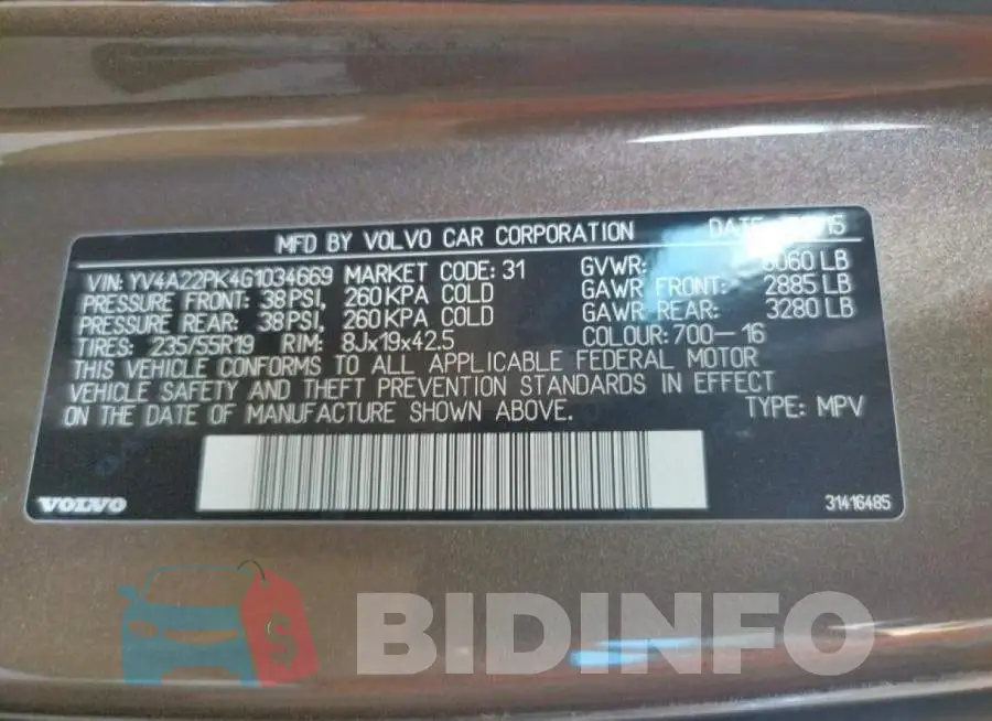YV4A22PK4G1034669 Photo# 10