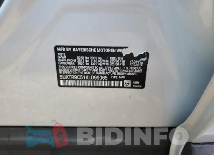 5UXTR9C51KLD99065 Photo# 10