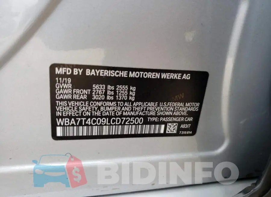 WBA7T4C09LCD72500 Photo# 10