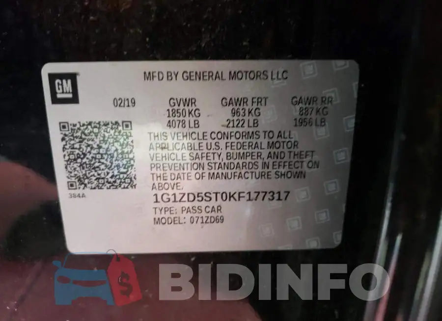 1G1ZD5ST0KF177317 Photo# 10