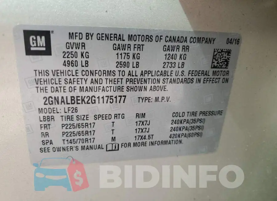 2GNALBEK2G1175177 Photo# 10