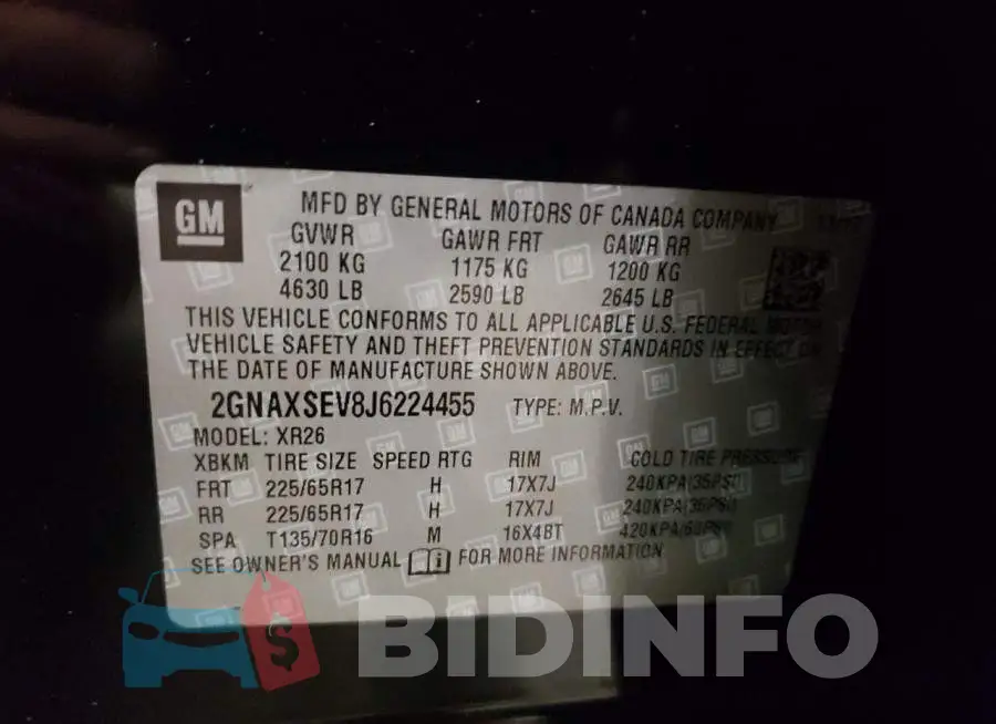 2GNAXSEV8J6224455 Photo# 10