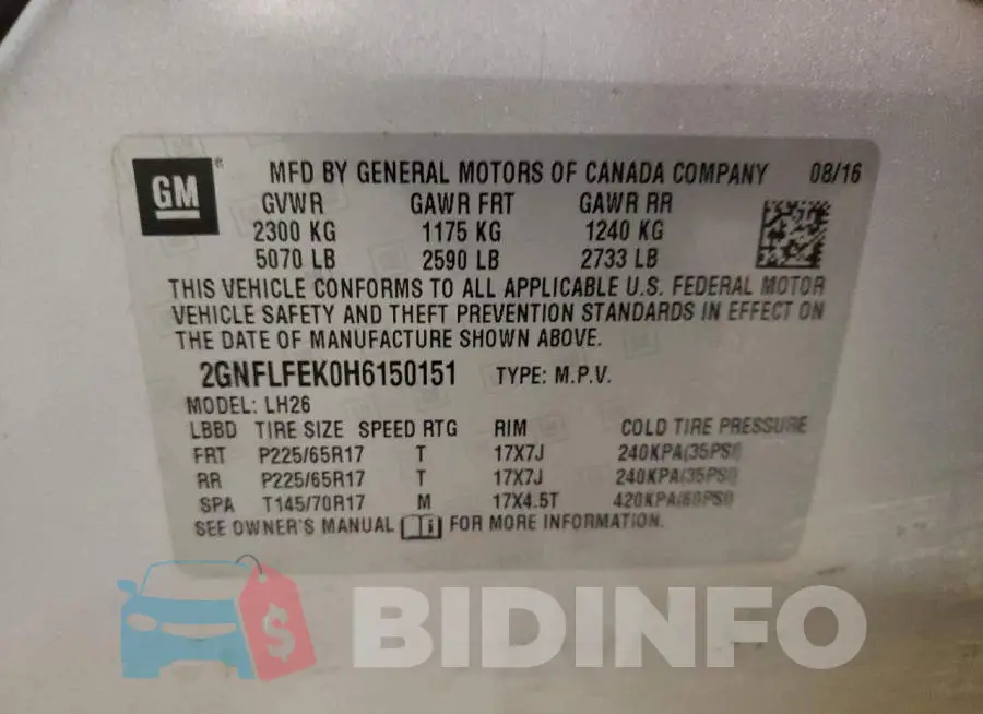 2GNFLFEK0H6150151 Photo# 10
