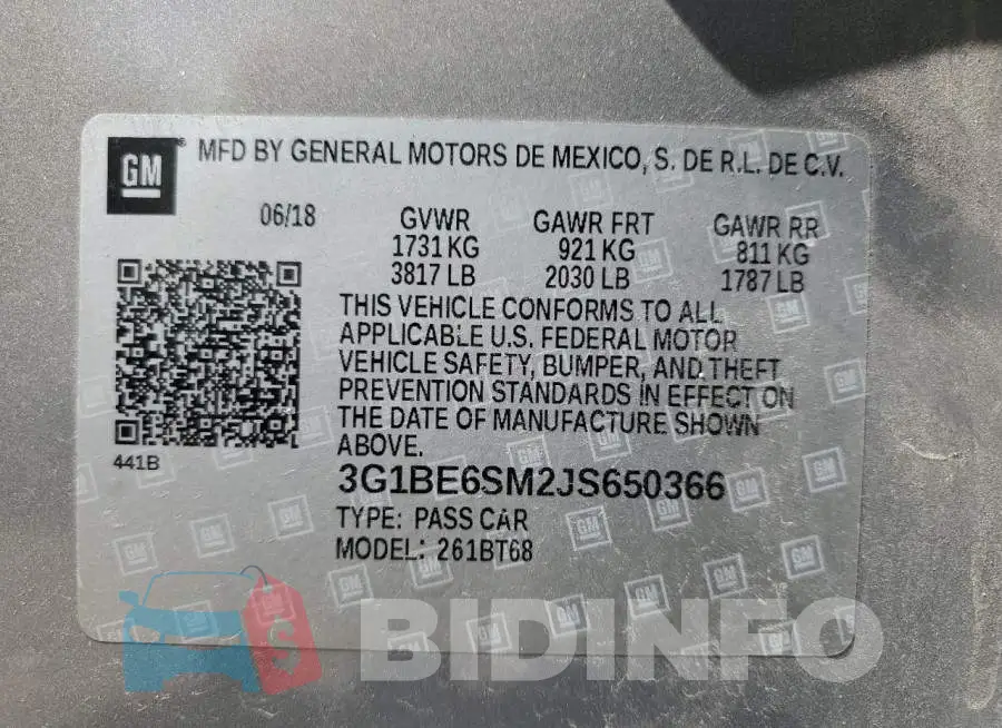 3G1BE6SM2JS650366 Photo# 10