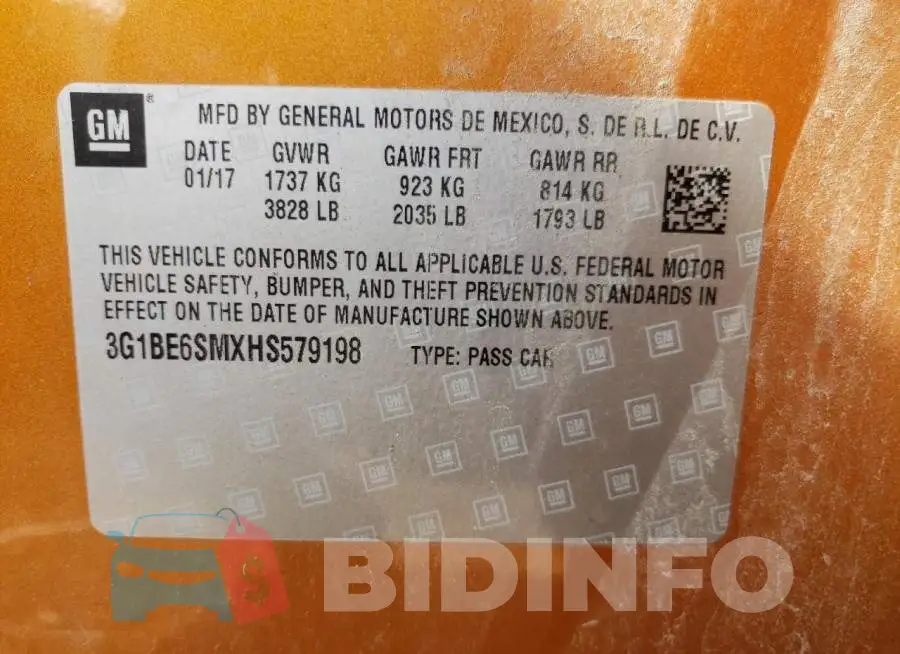 3G1BE6SMXHS579198 Photo# 10