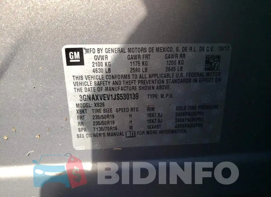 3GNAXVEV1JS530139 Photo# 10