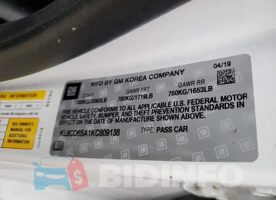 KL8CD6SA1KC809138 Photo# 10