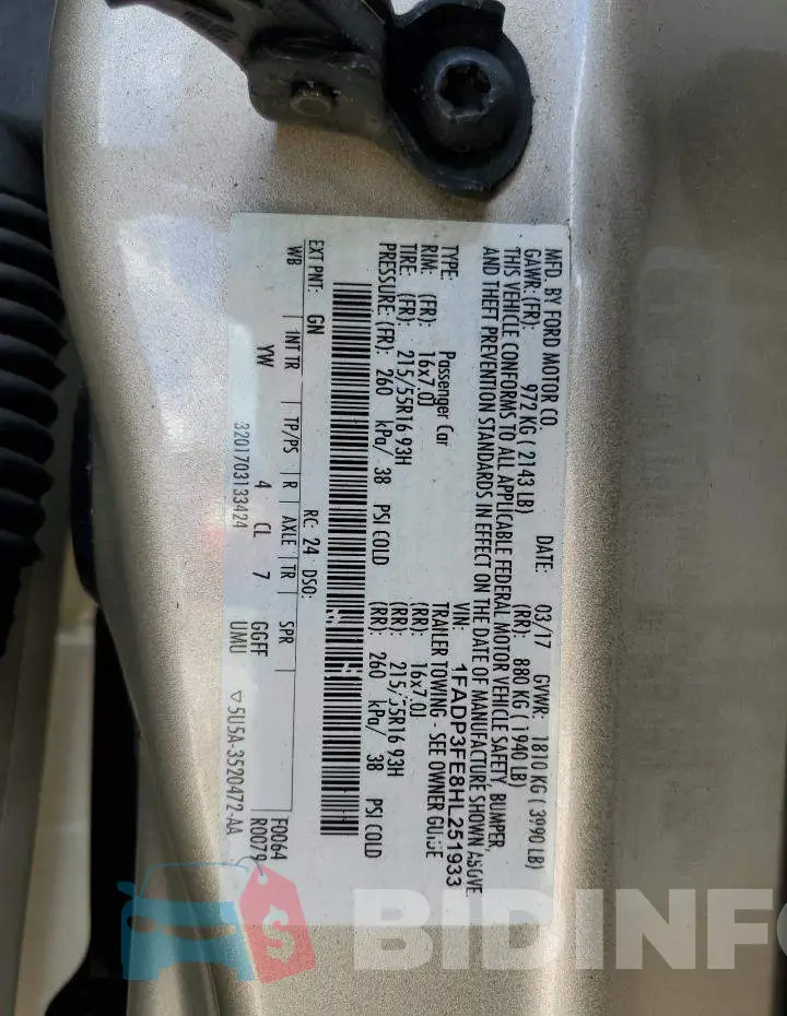 1FADP3FE8HL251933 Photo# 10