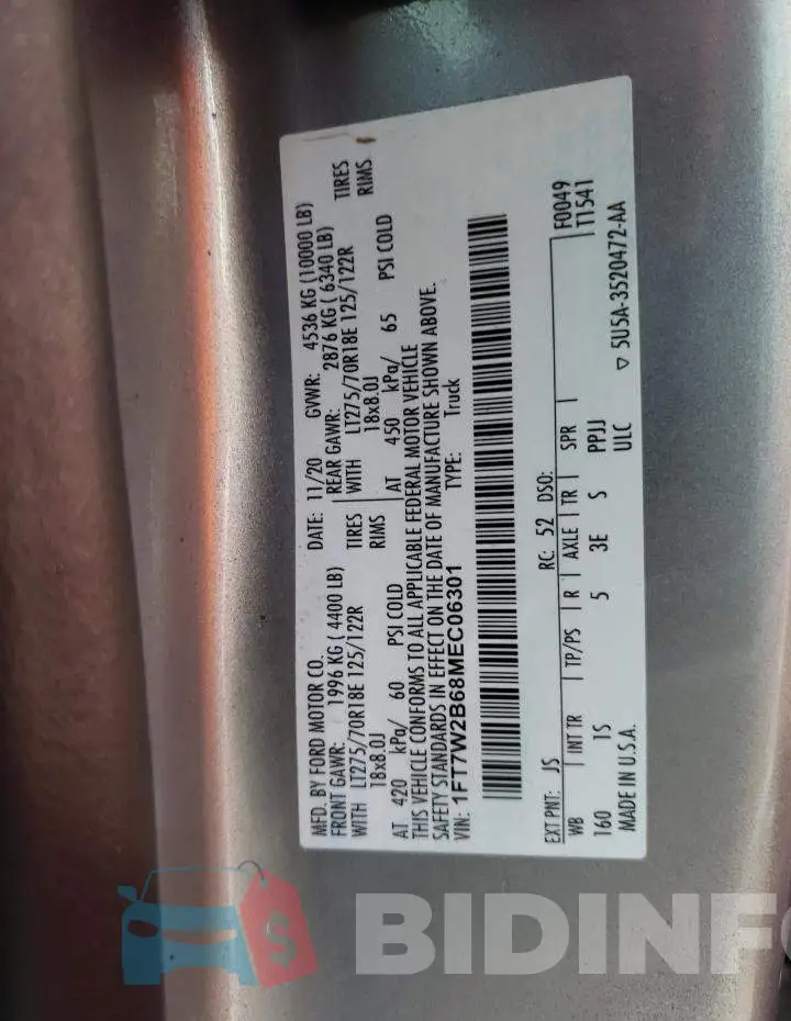 1FT7W2B68MEC06301 Photo# 10