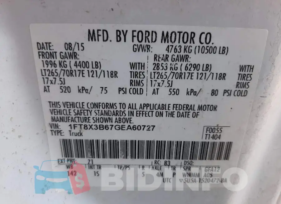 1FT8X3B67GEA60727 Photo# 10