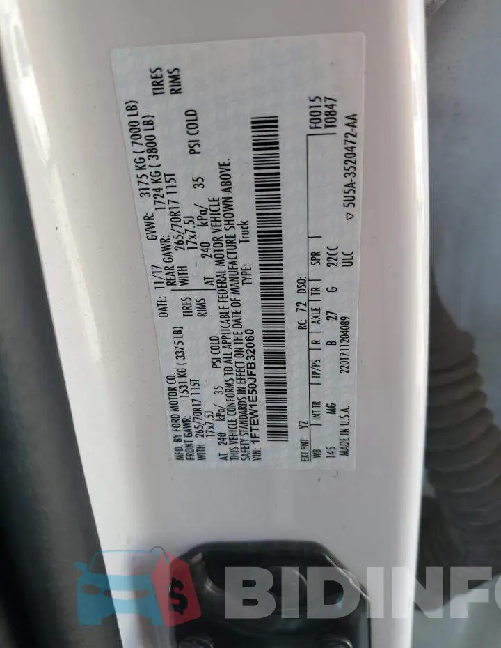 1FTEW1E50JFB32060 Photo# 10