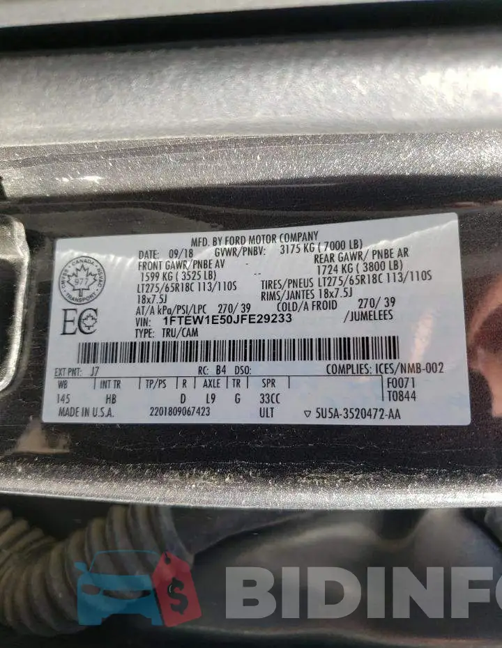1FTEW1E50JFE29233 Photo# 10