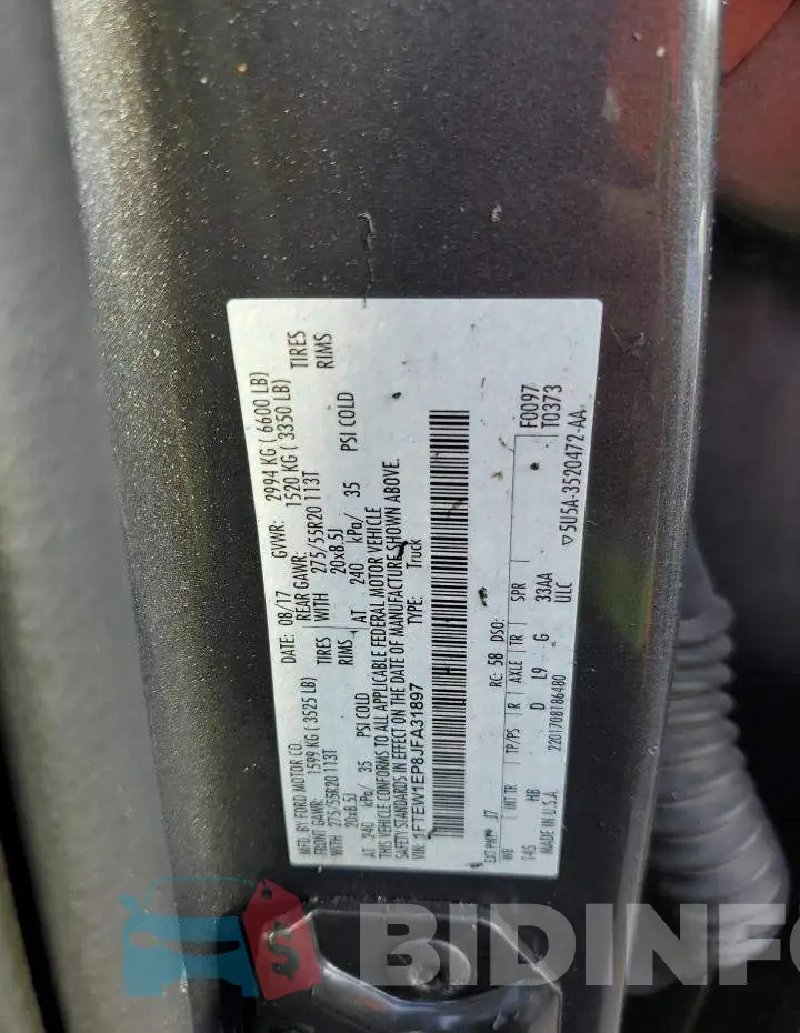 1FTEW1EP8JFA31897 Photo# 10