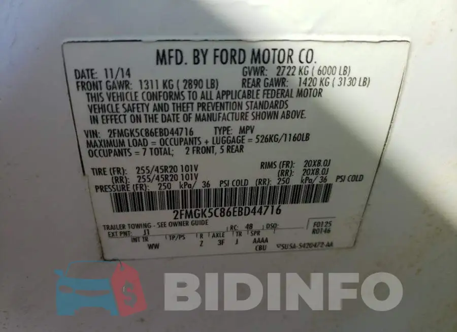 2FMGK5D87JBA07321 Photo# 10