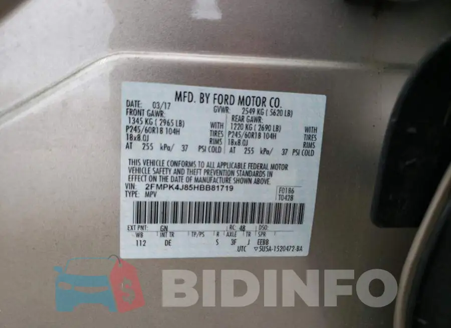 2FMPK4J85HBB81719 Photo# 10