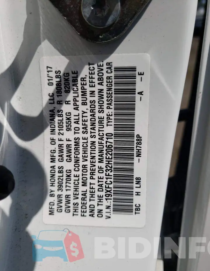 19XFC1F32HE206710 Photo# 10