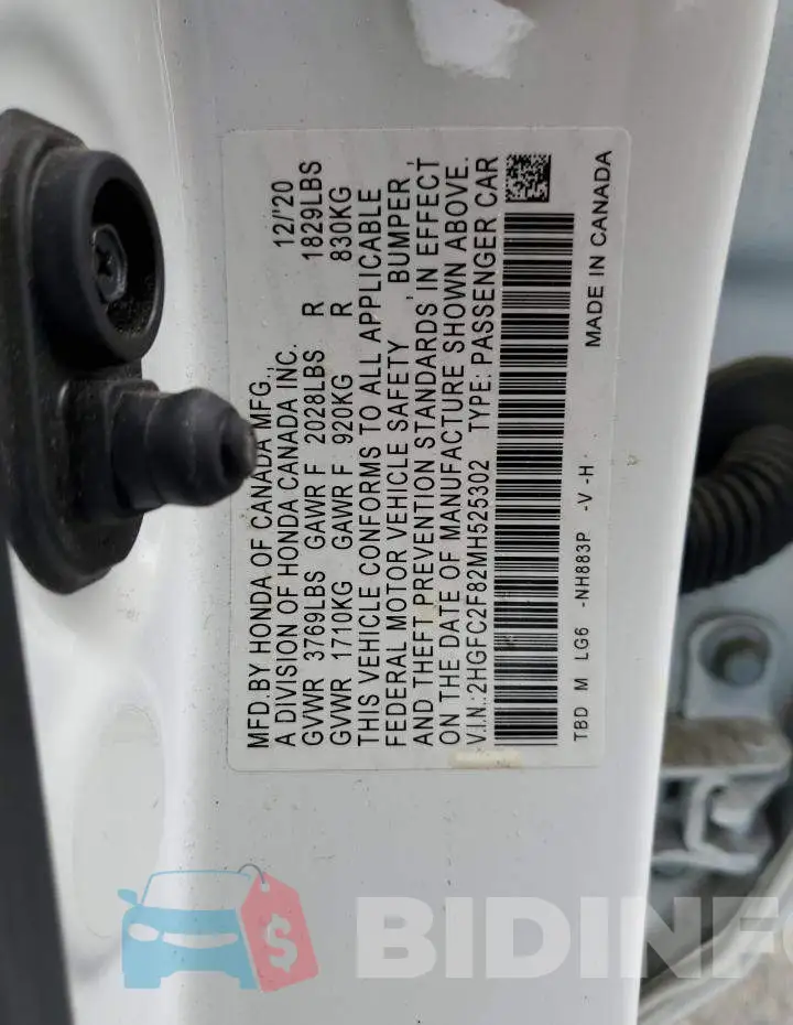 2HGFC2F82MH525302 Photo# 10