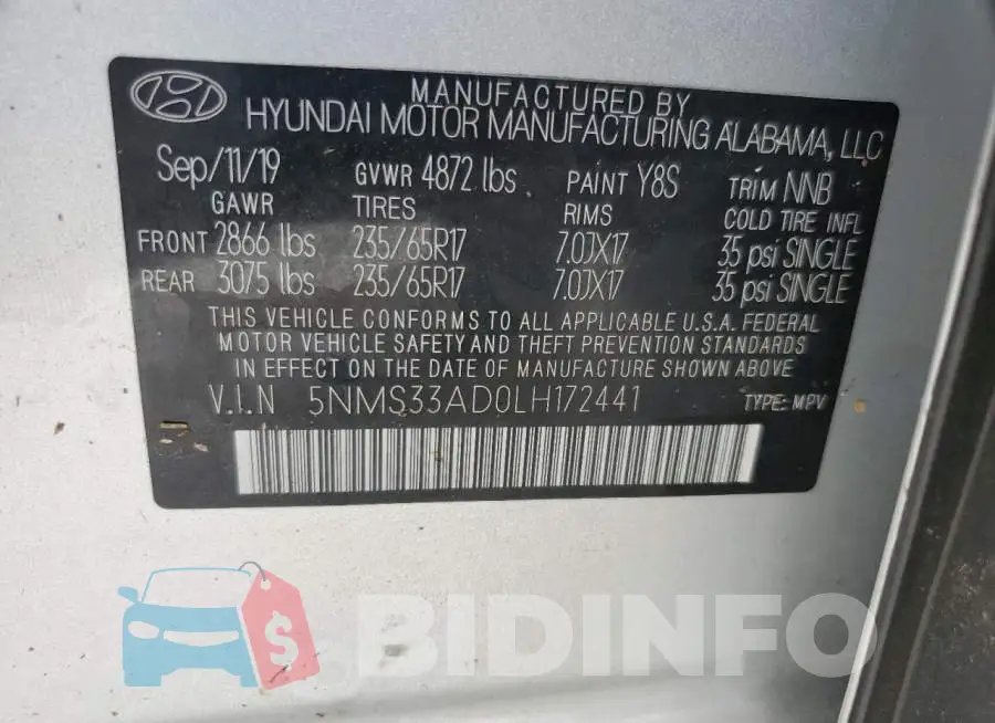 5NMS33AD0LH172441 Photo# 10