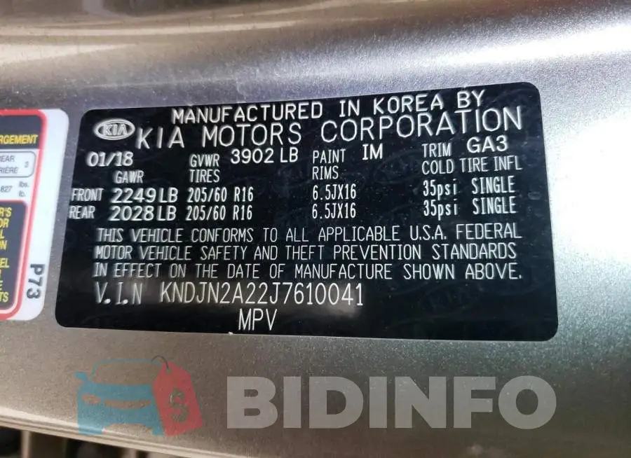 KNDJN2A22J7610041 Photo# 10