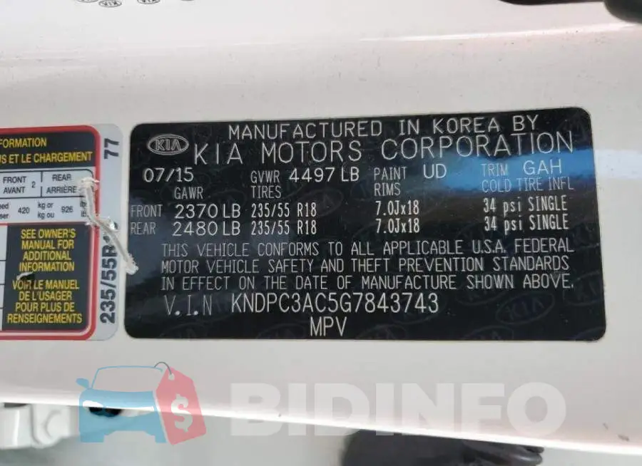 KNDPC3AC5G7843743 Photo# 10