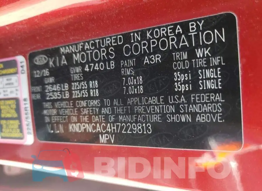 KNDPNCAC4H7229813 Photo# 10